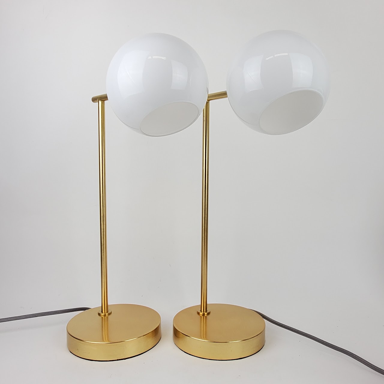 West Elm Staggered Glass USB Table Lamp Pair