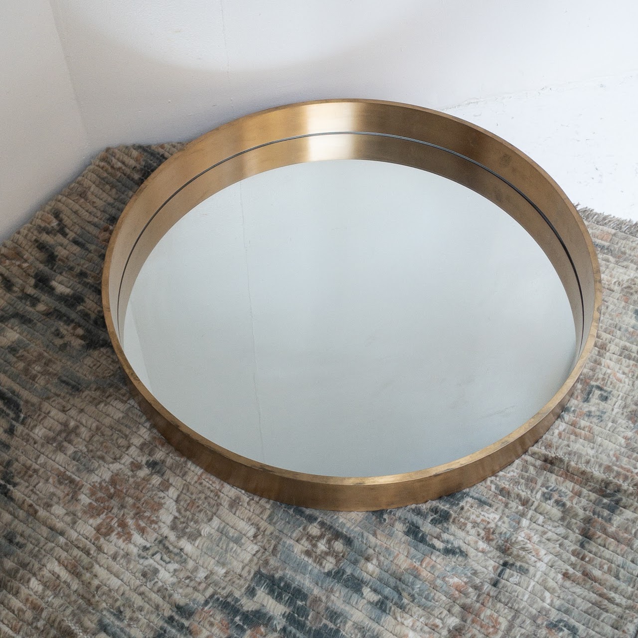 Modernist Brass Mirror