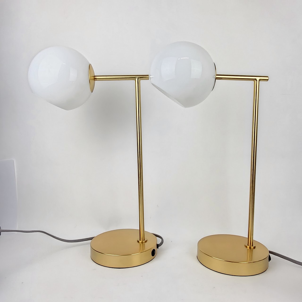 West Elm Staggered Glass USB Table Lamp Pair