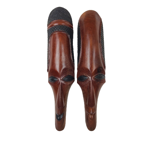 Carved Hardwood Mask Pair