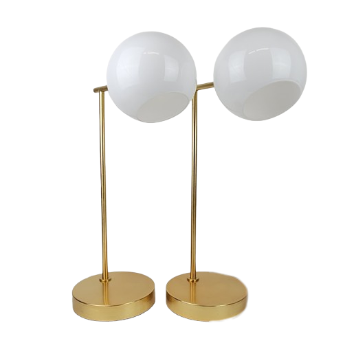 West Elm Staggered Glass USB Table Lamp Pair