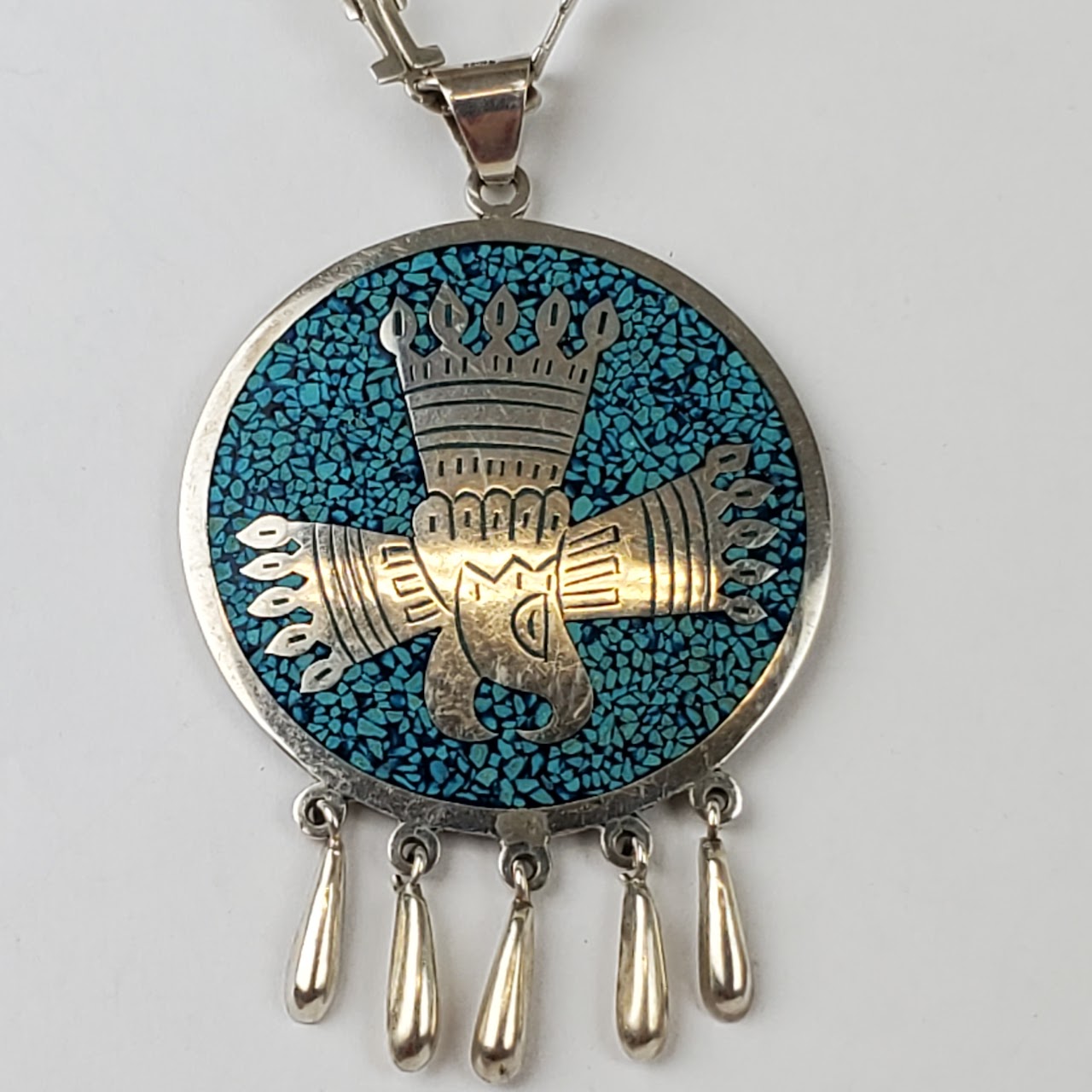 Sterling Silver & Turquoise Eagle Pendant Necklace