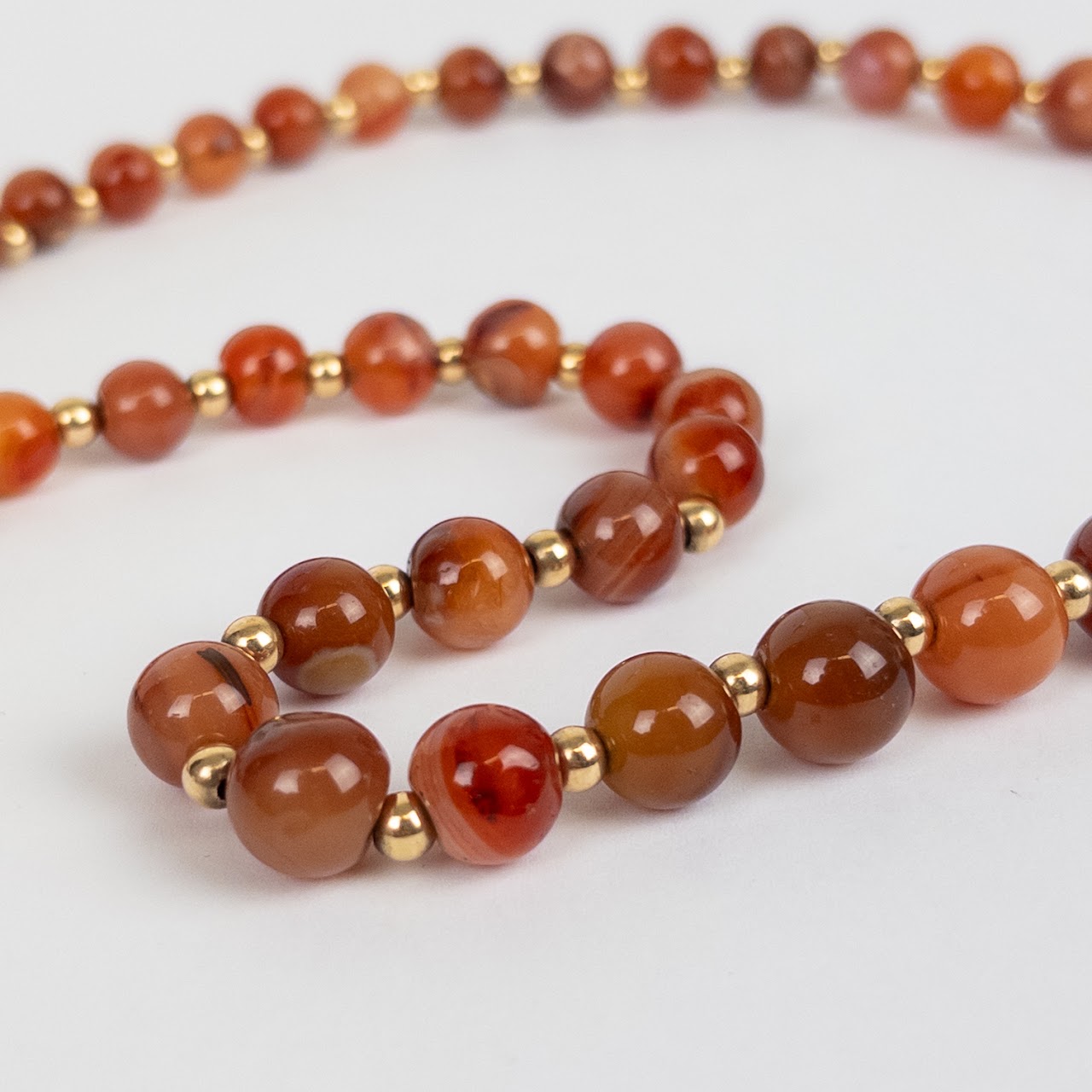 14K Gold and Agate Bead Necklace
