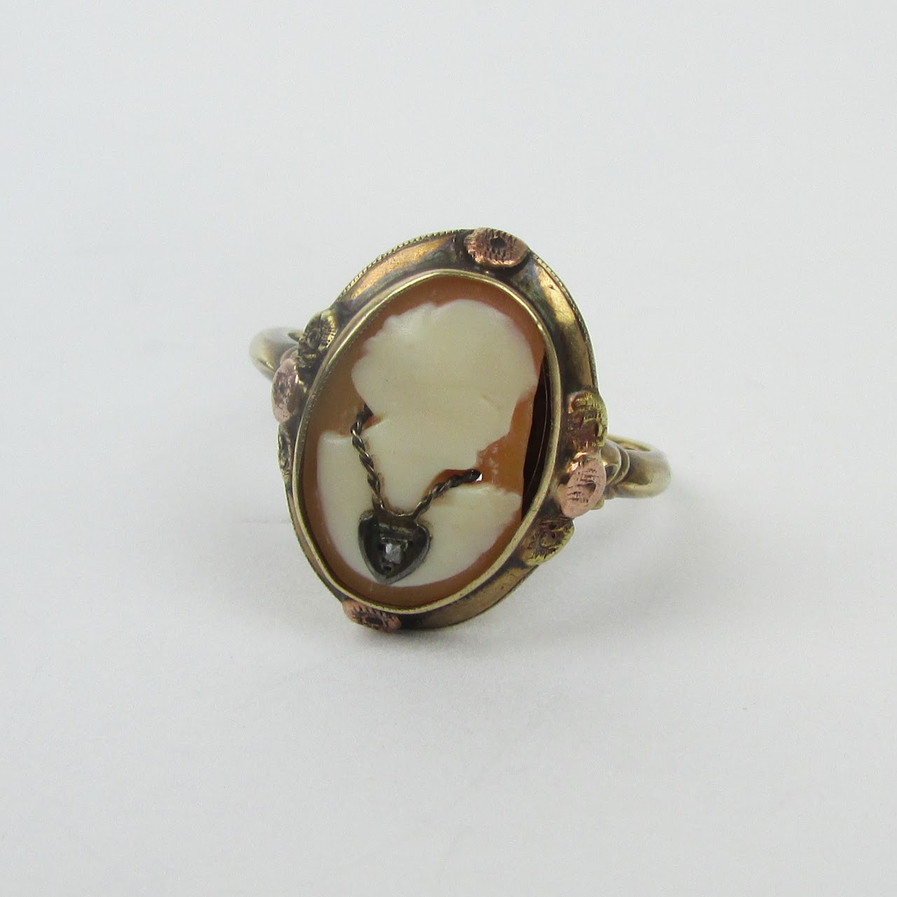 10K Gold & Diamond Cameo Ring