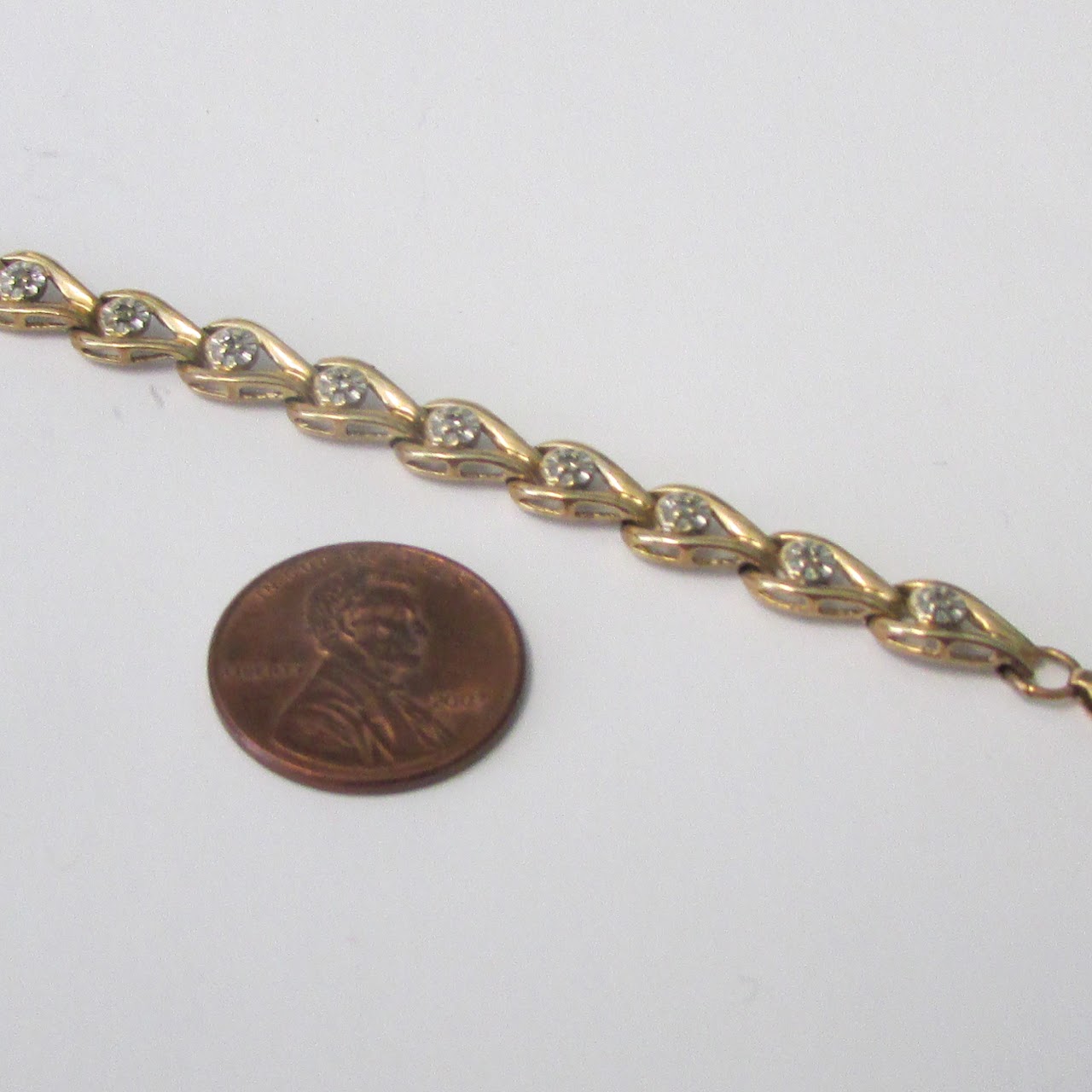 10K Gold & Diamond Link Bracelet