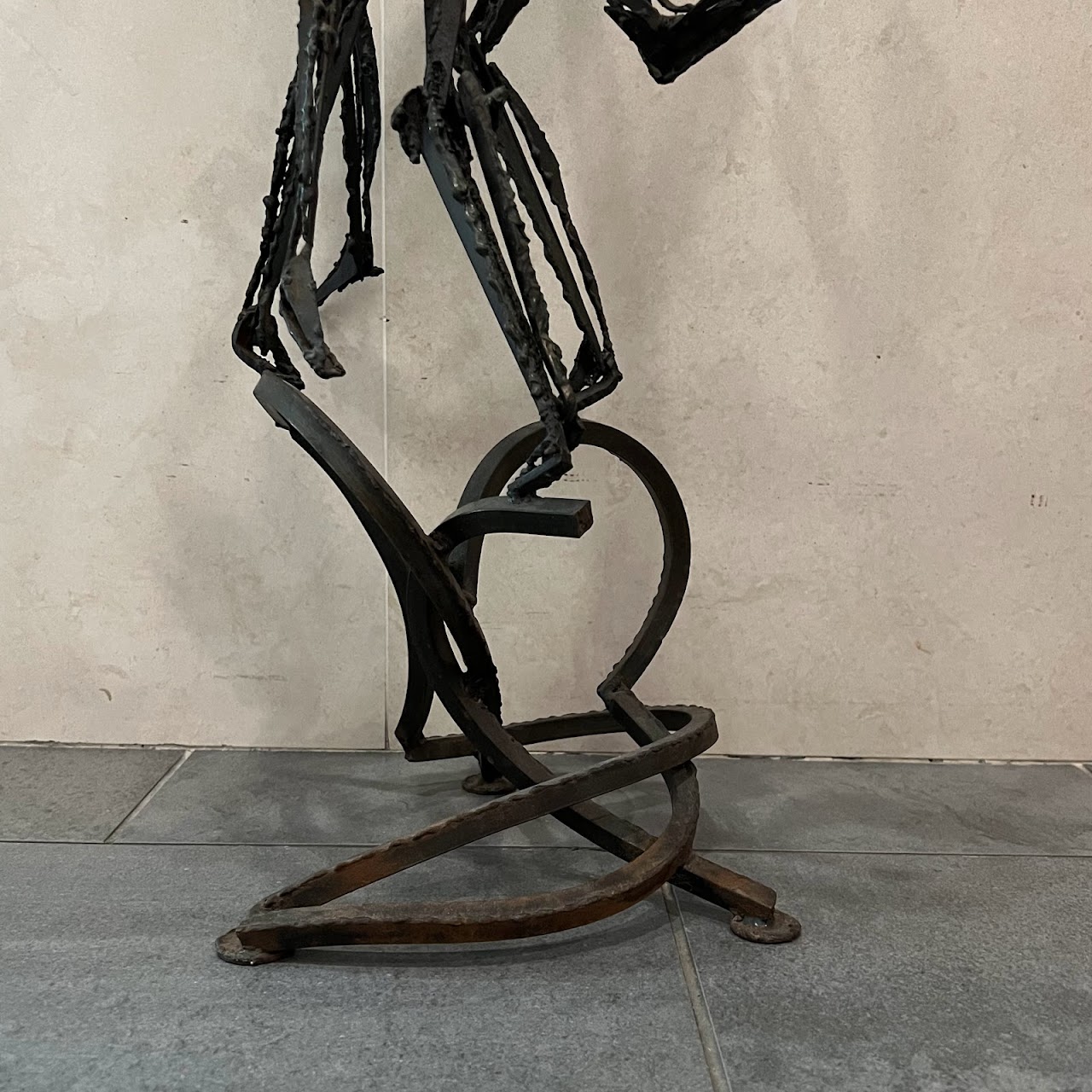 Brutalist Iron Three Figures Sculpture