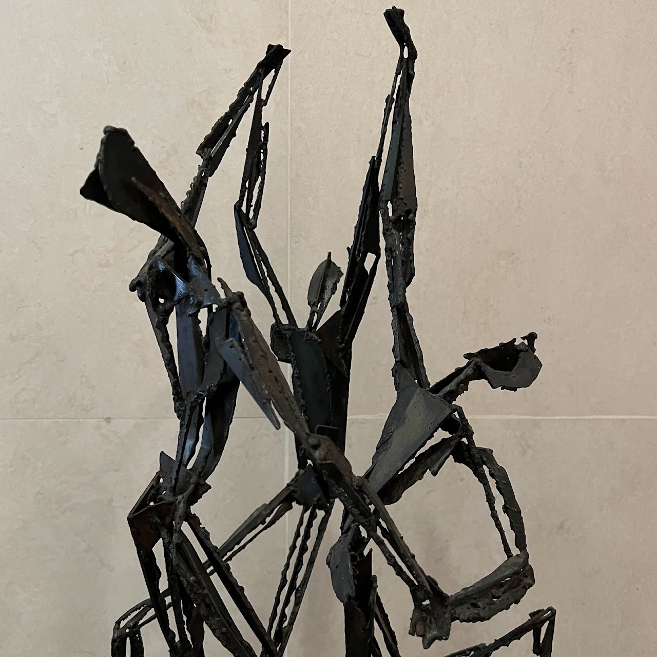 Brutalist Iron Three Figures Sculpture