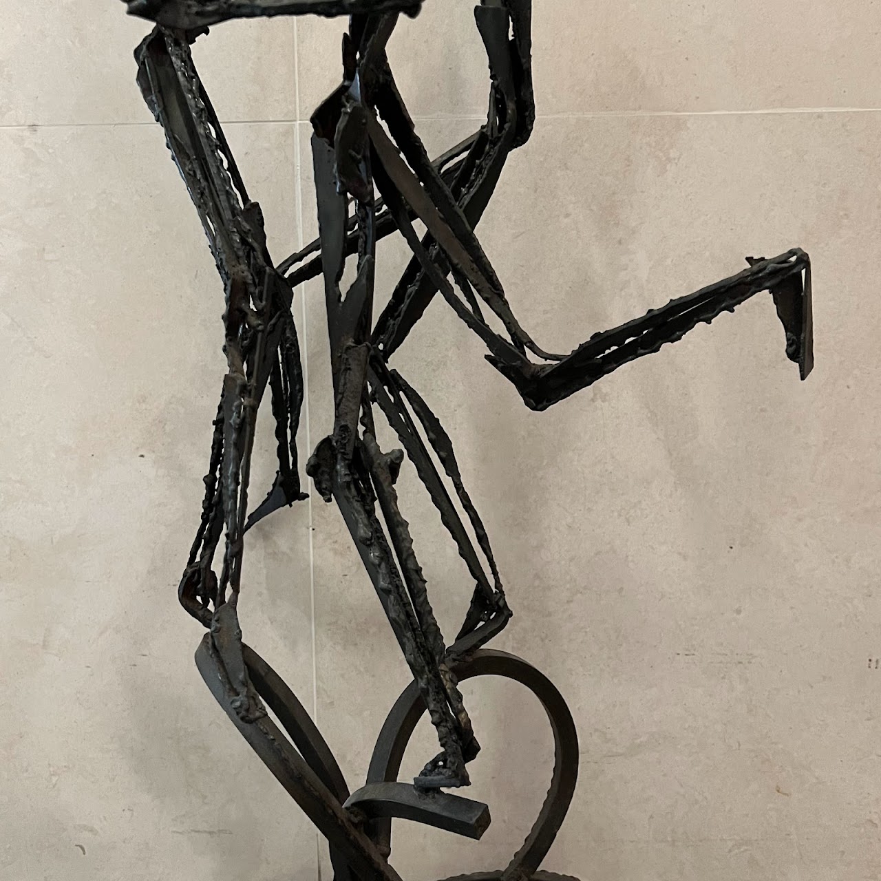 Brutalist Iron Three Figures Sculpture