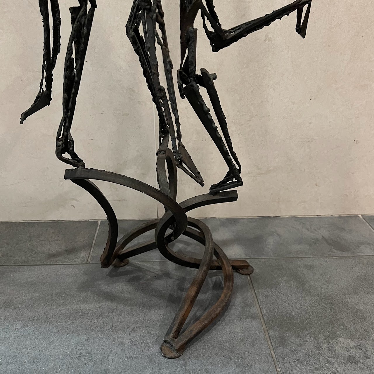 Brutalist Iron Three Figures Sculpture