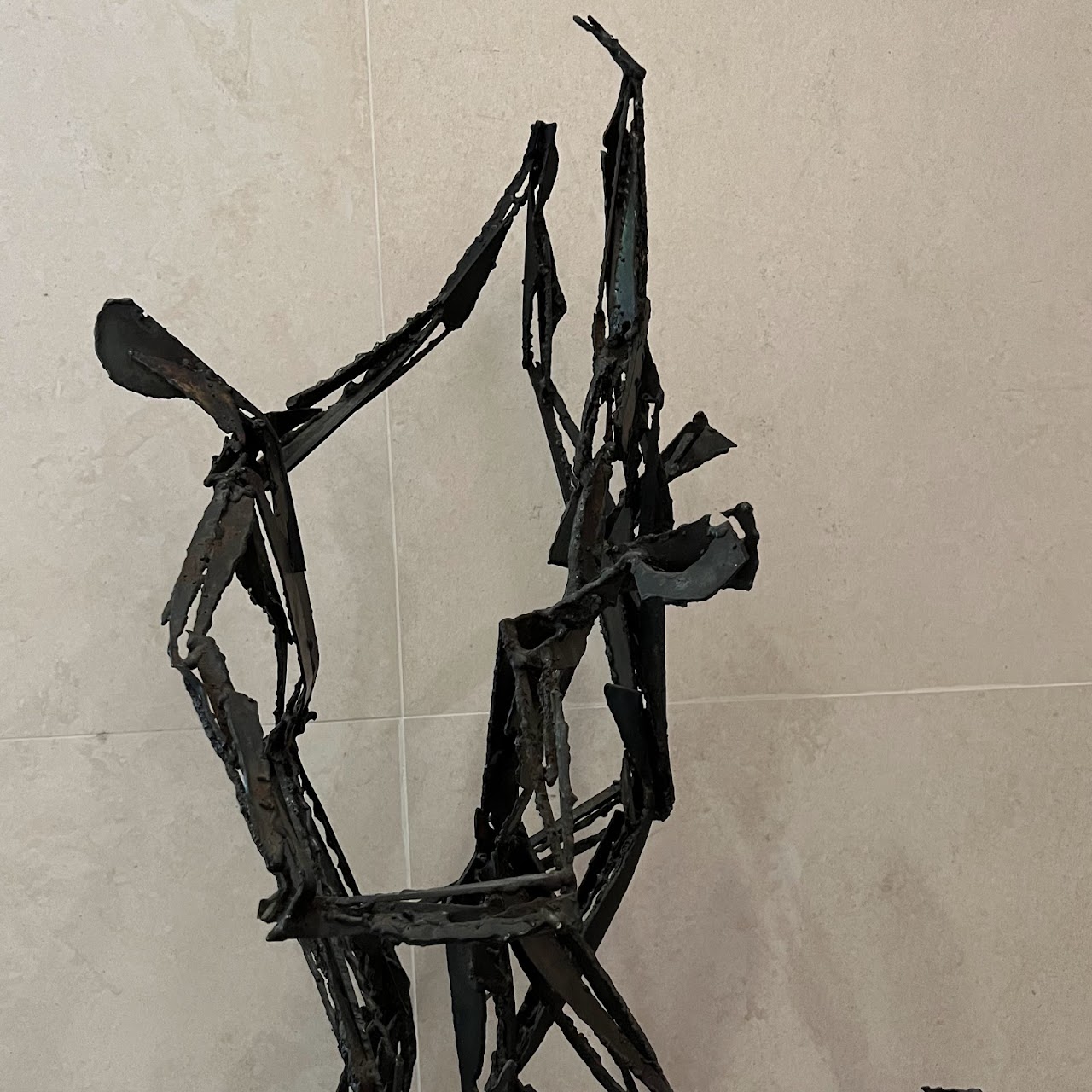 Brutalist Iron Three Figures Sculpture