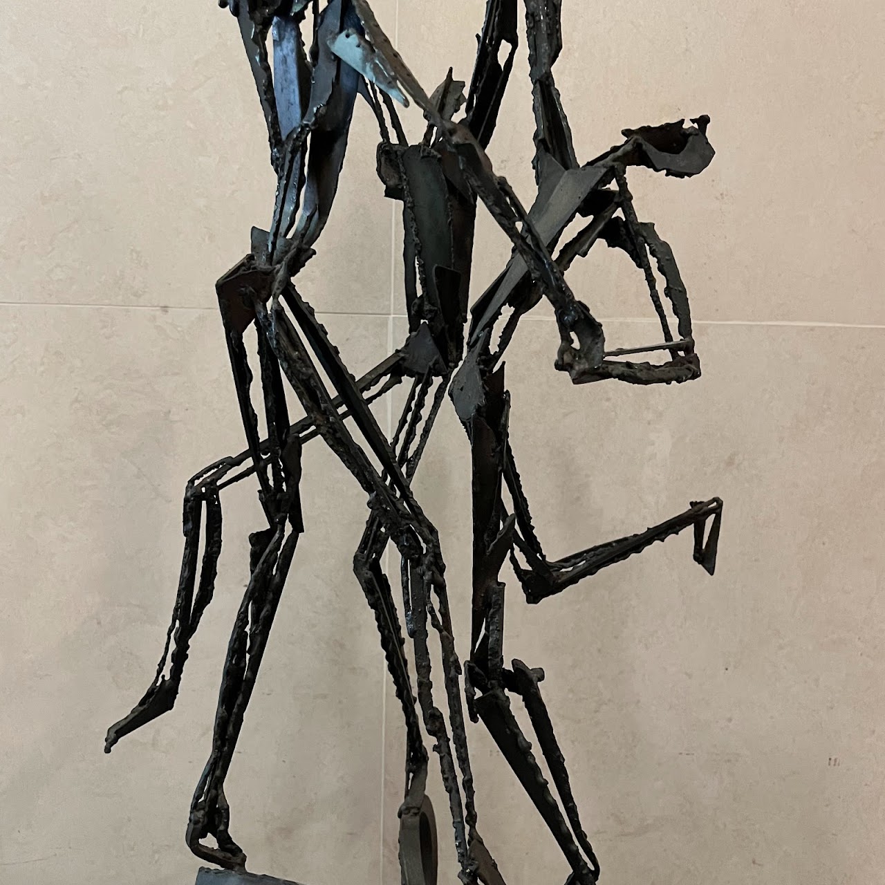 Brutalist Iron Three Figures Sculpture