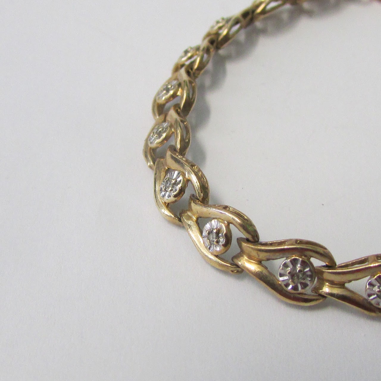 10K Gold & Diamond Link Bracelet