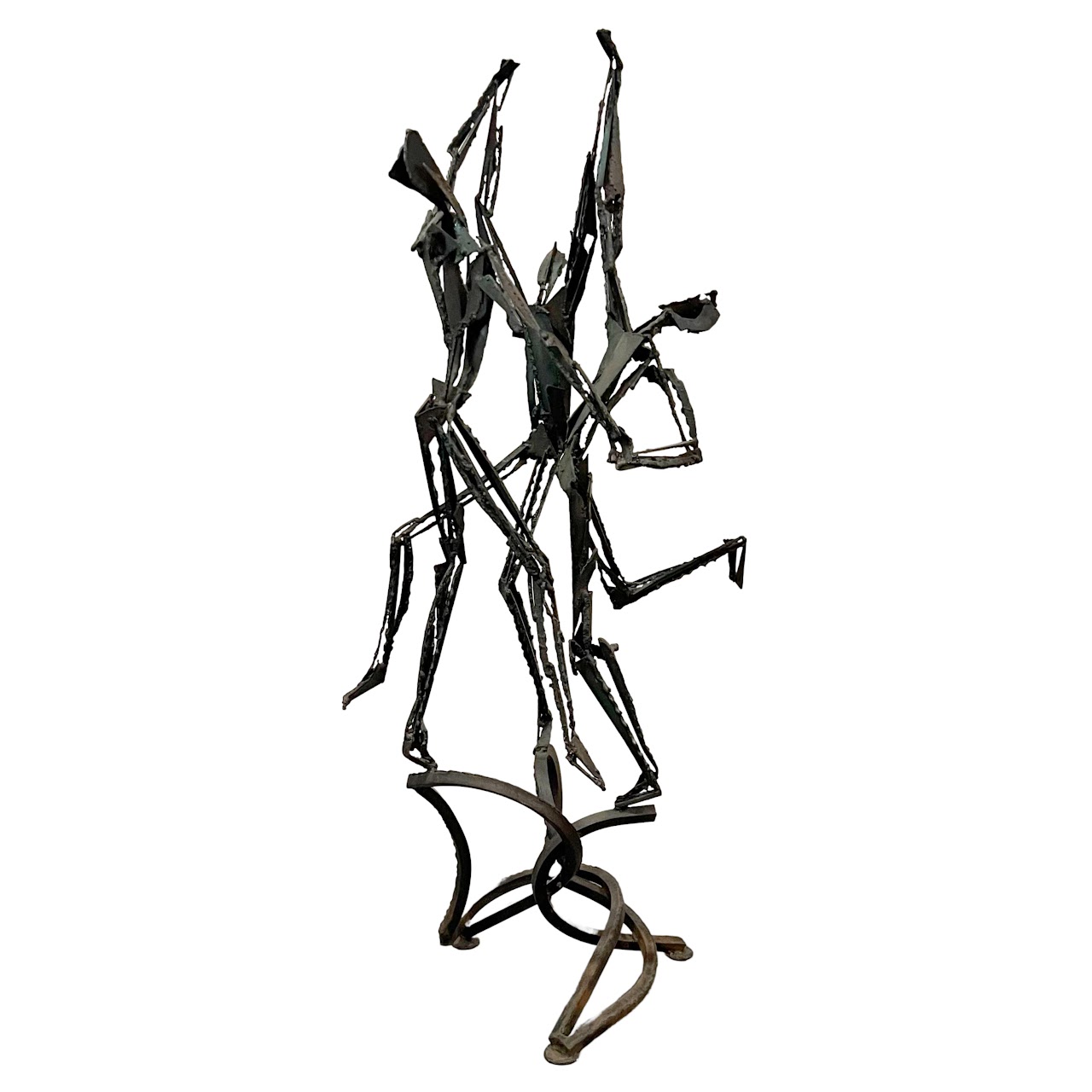 Brutalist Iron Three Figures Sculpture