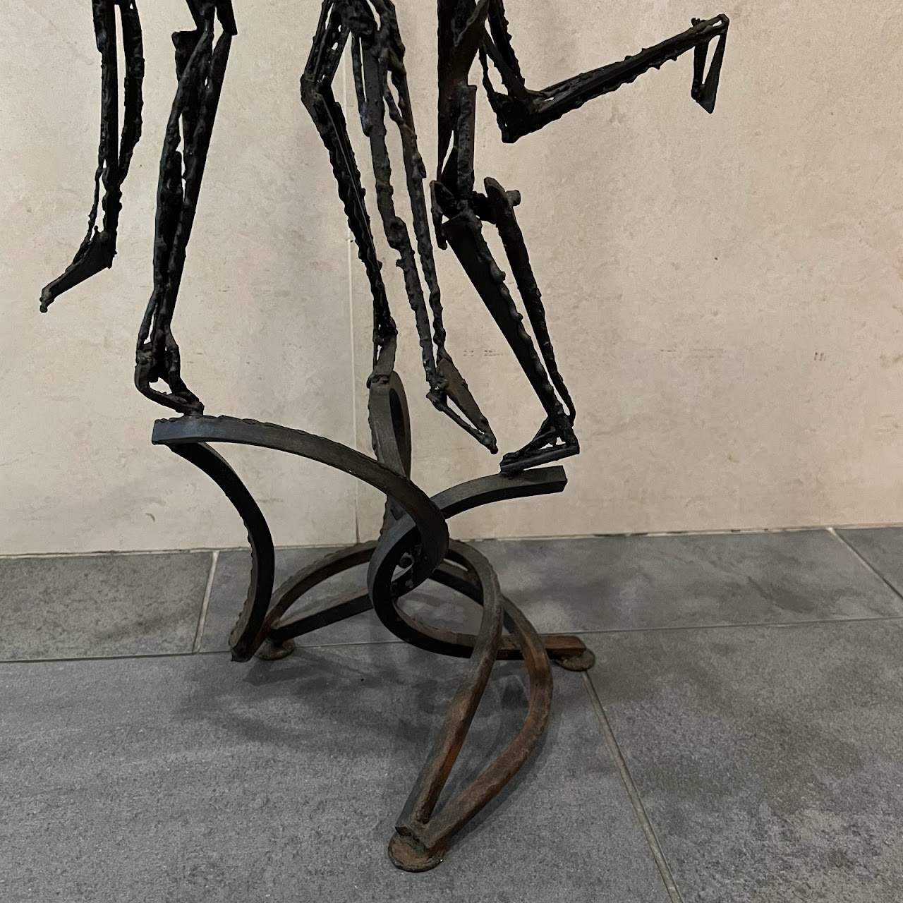 Brutalist Iron Three Figures Sculpture