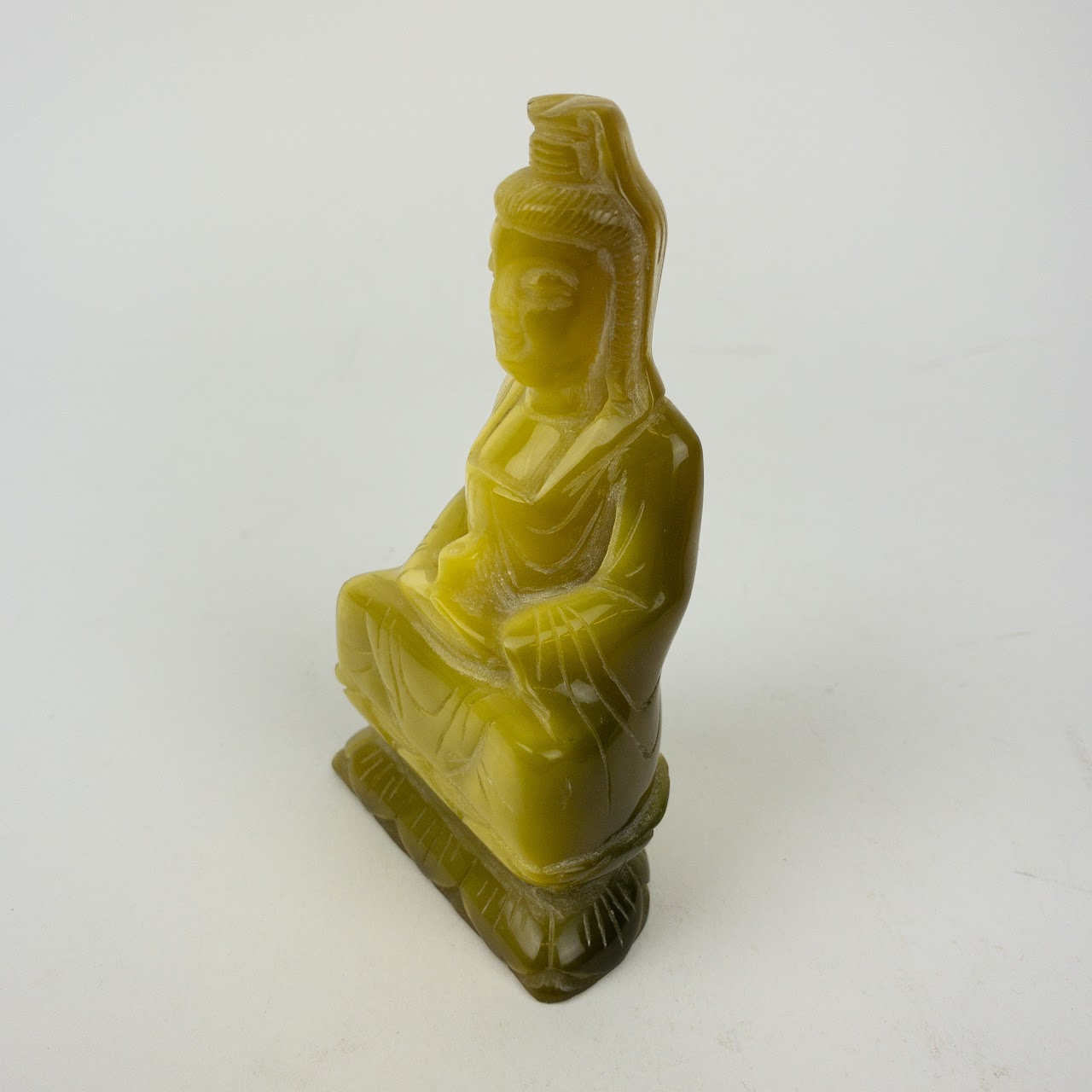 Carved Chatoyant Stone Buddha Figurine