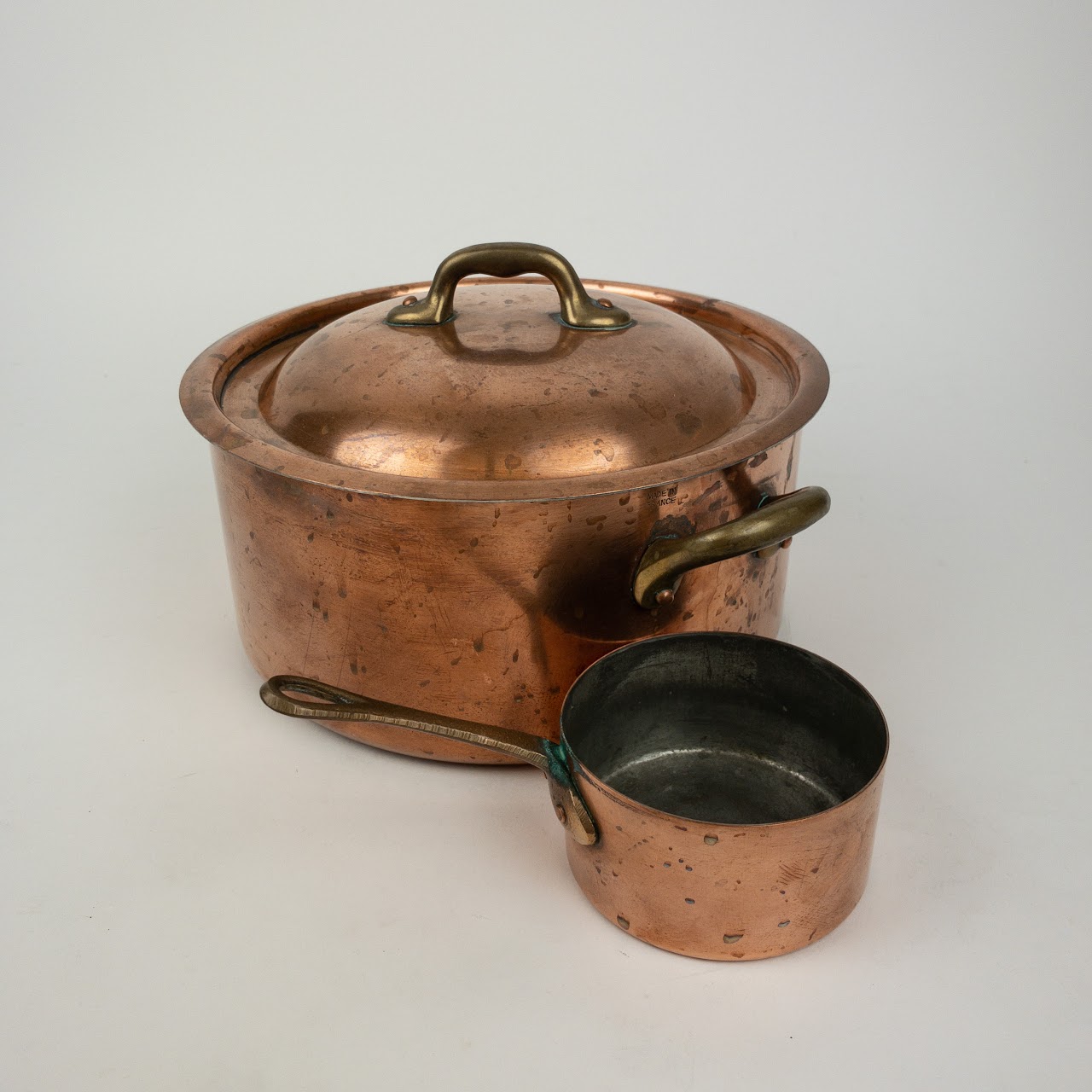 French Antique Copper Lidded Pot