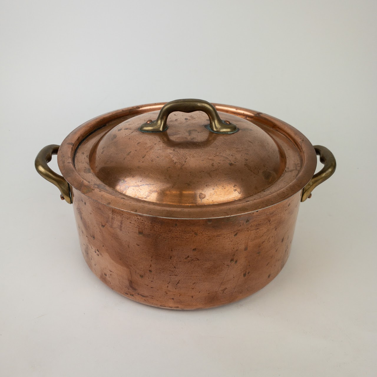 French Antique Copper Lidded Pot