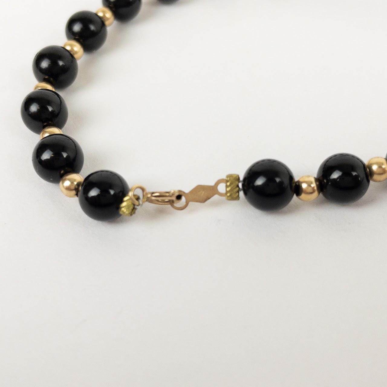 14K Gold &Onyx Bead Bracelet