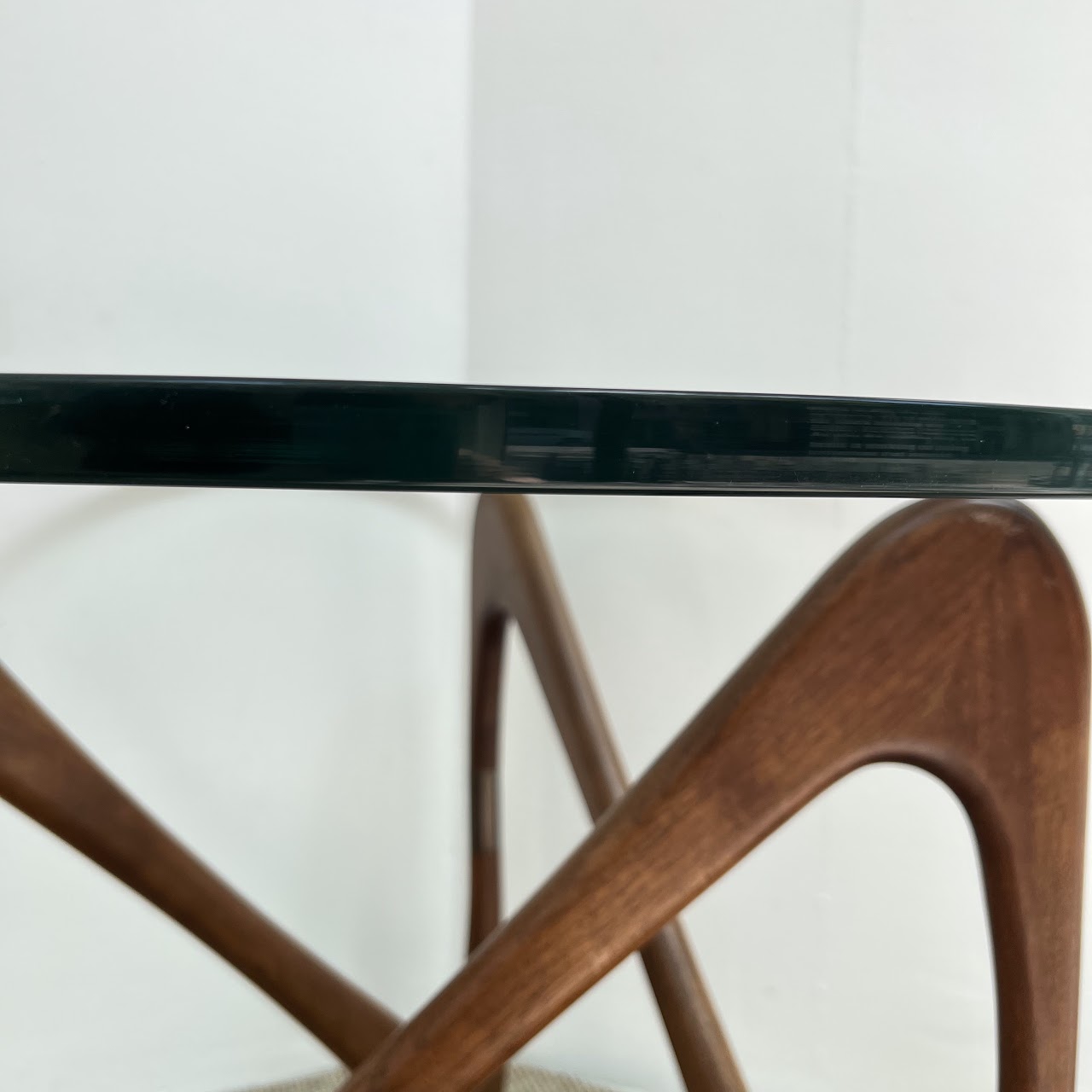 Walnut & Plate Glass Modernist Style Accent Table