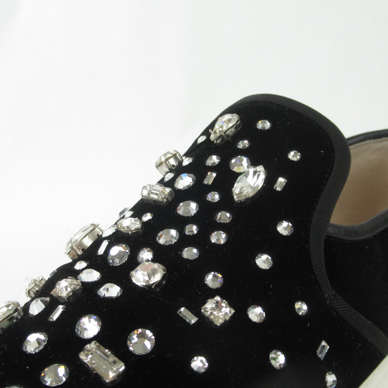 Giuseppe Zanotti Velvet & Rhinestone Studded Slip-On Sneakers