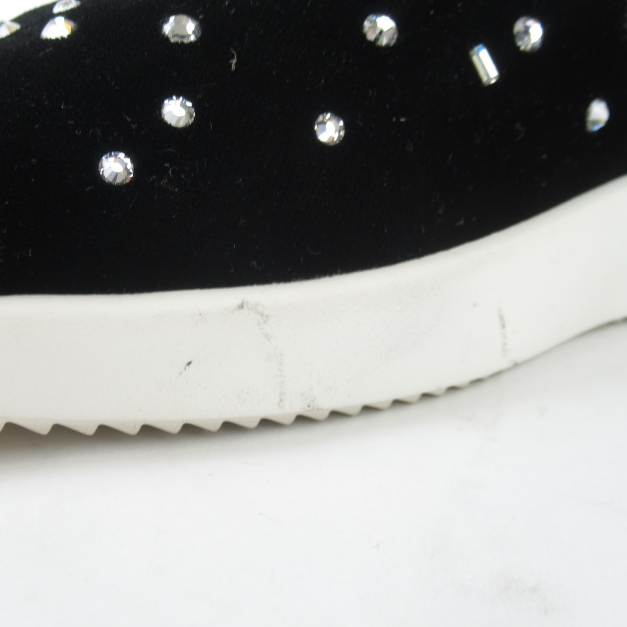 Giuseppe Zanotti Velvet & Rhinestone Studded Slip-On Sneakers