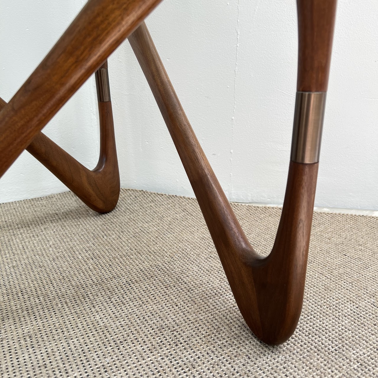 Walnut & Plate Glass Modernist Style Accent Table