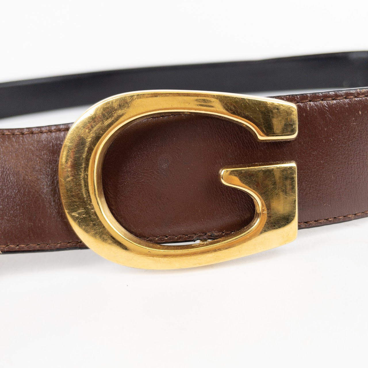 Gucci Vintage Reversible Gold Buckle Belt