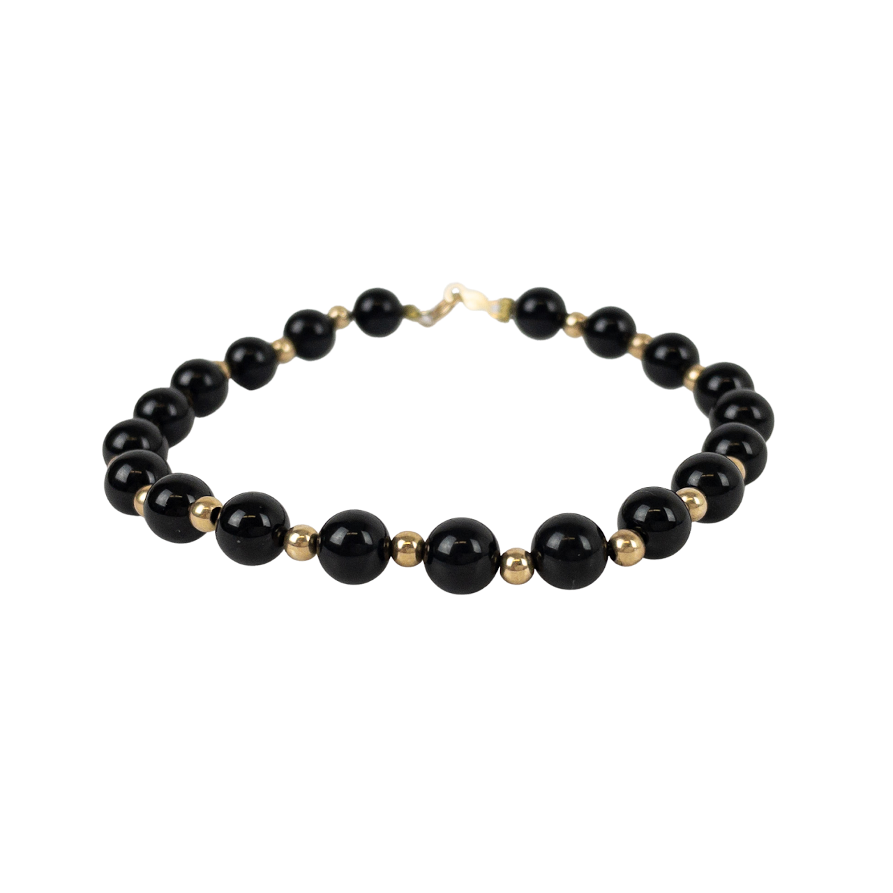 14K Gold &Onyx Bead Bracelet