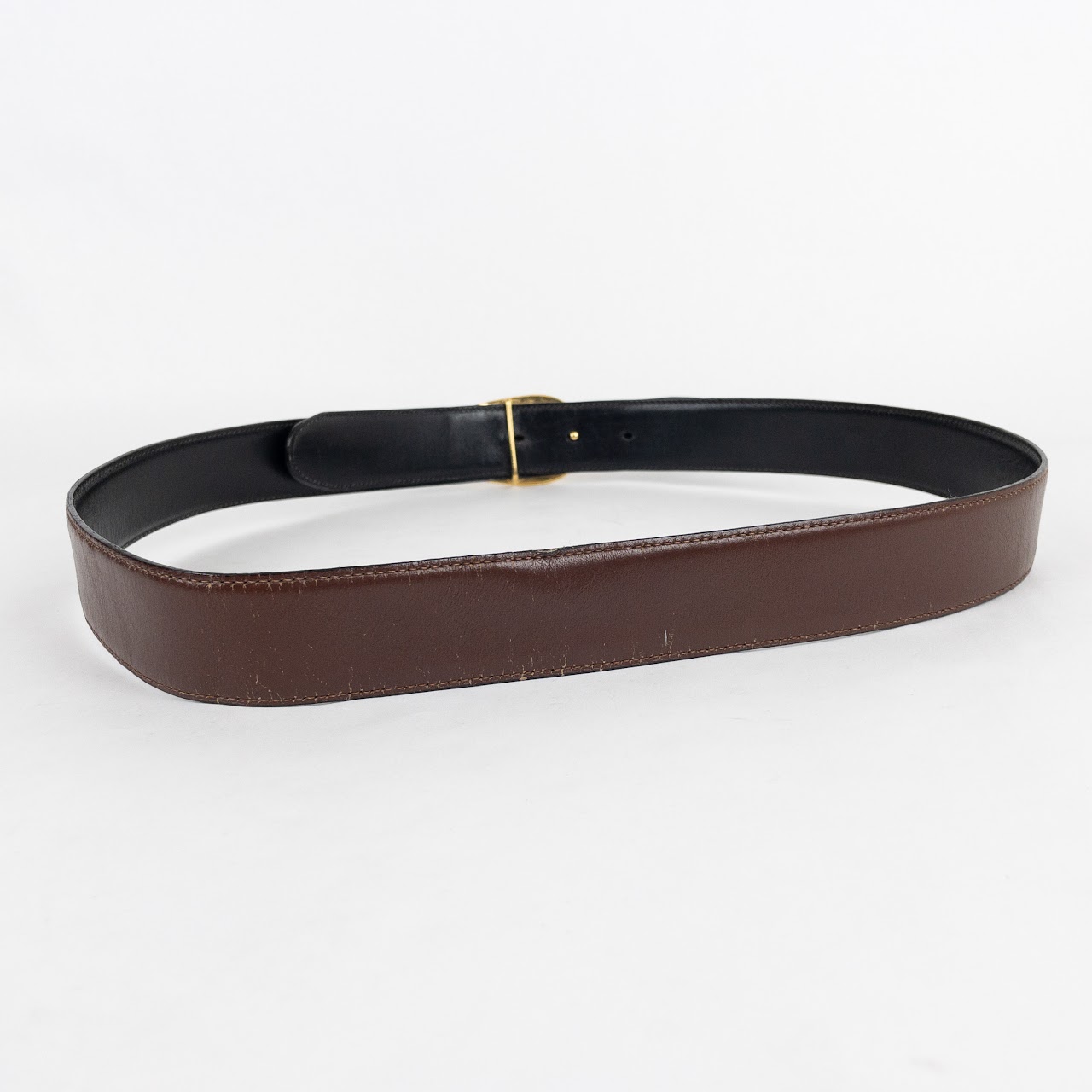 Gucci Vintage Reversible Gold Buckle Belt