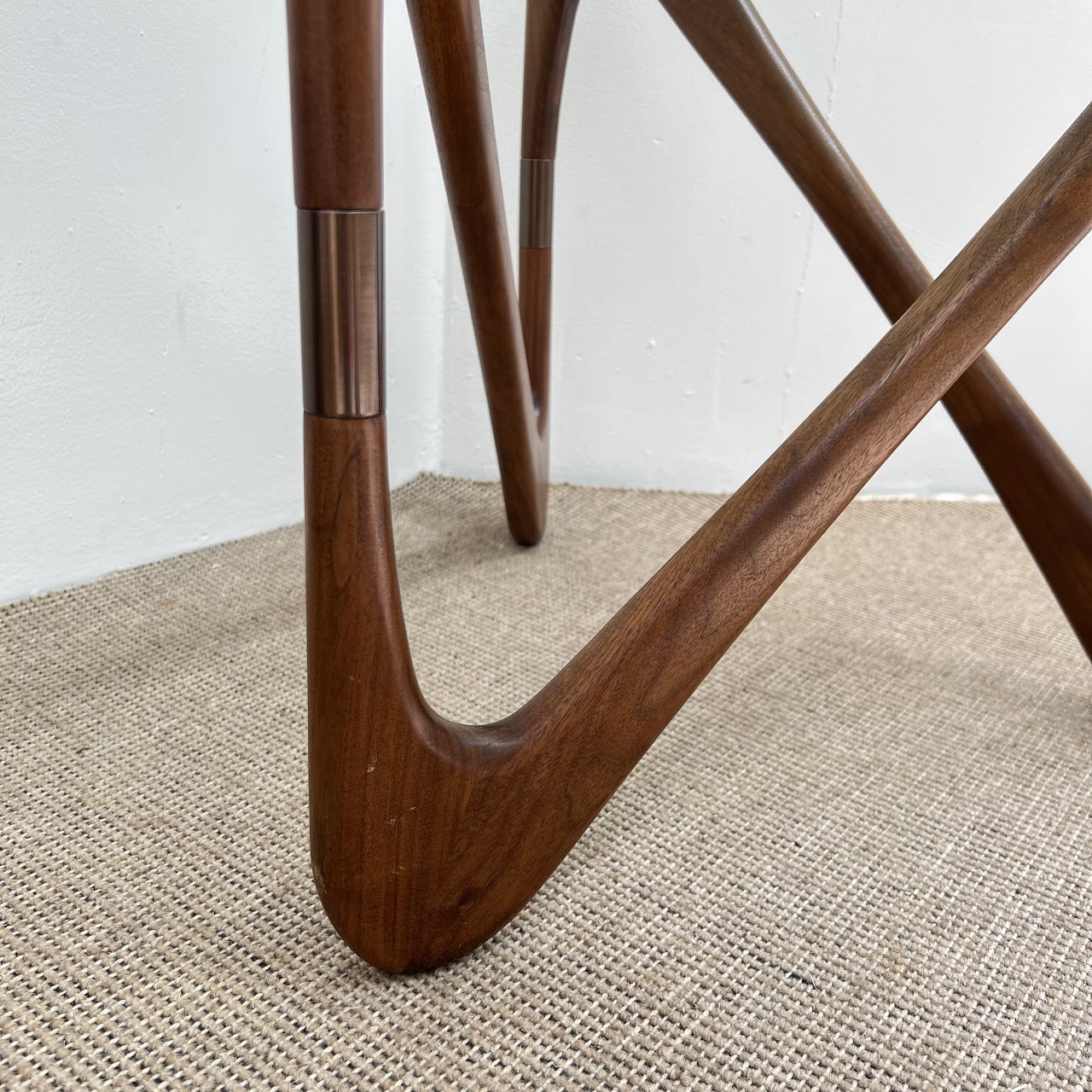 Walnut & Plate Glass Modernist Style Accent Table