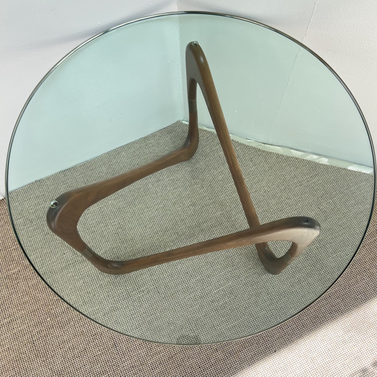 Walnut & Plate Glass Modernist Style Accent Table