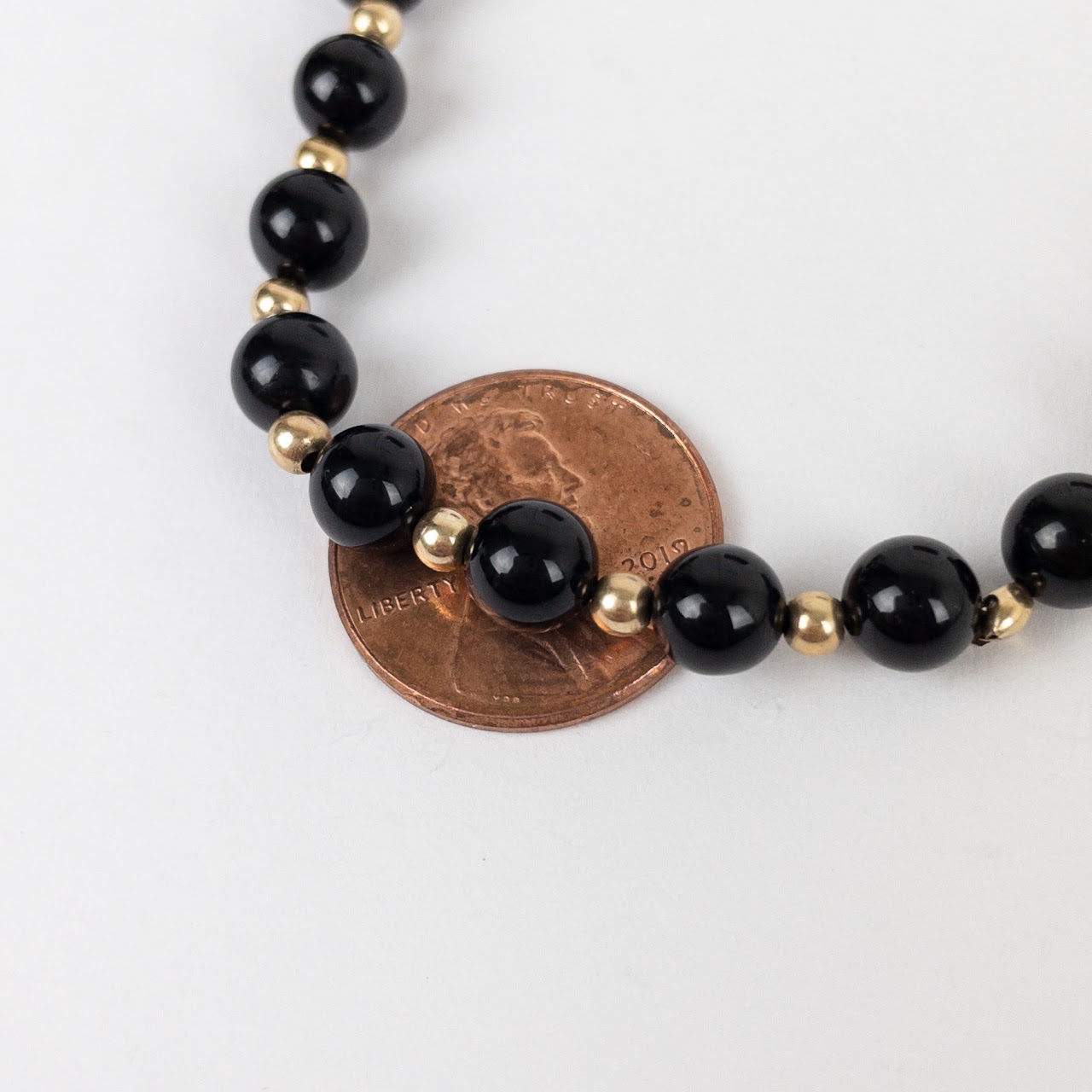 14K Gold &Onyx Bead Bracelet