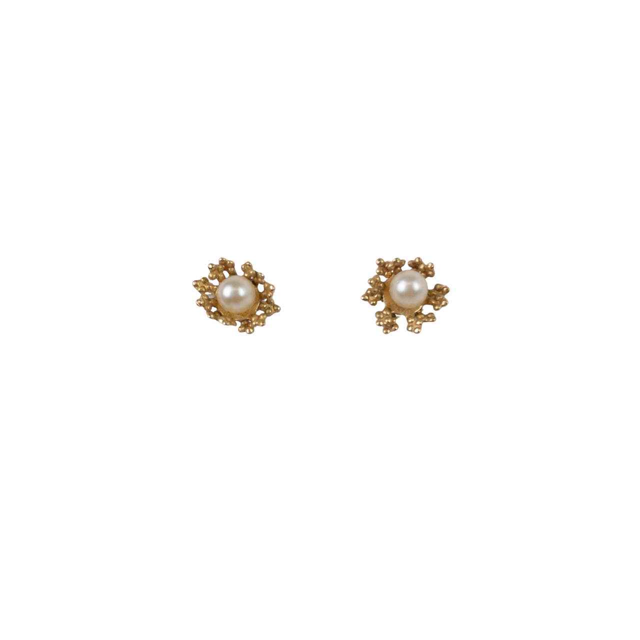 14K Gold & Pearl Flower Earrings