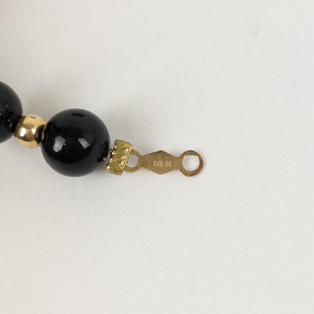 14K Gold &Onyx Bead Bracelet