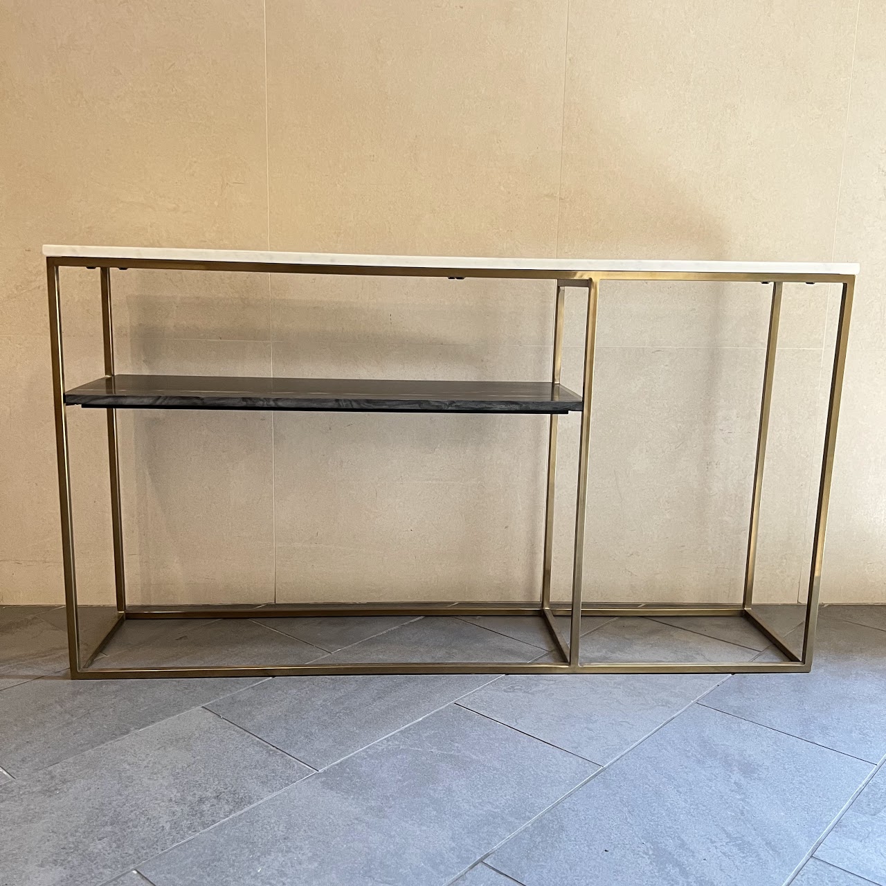 CB2 Two-Tone Marble Console Table