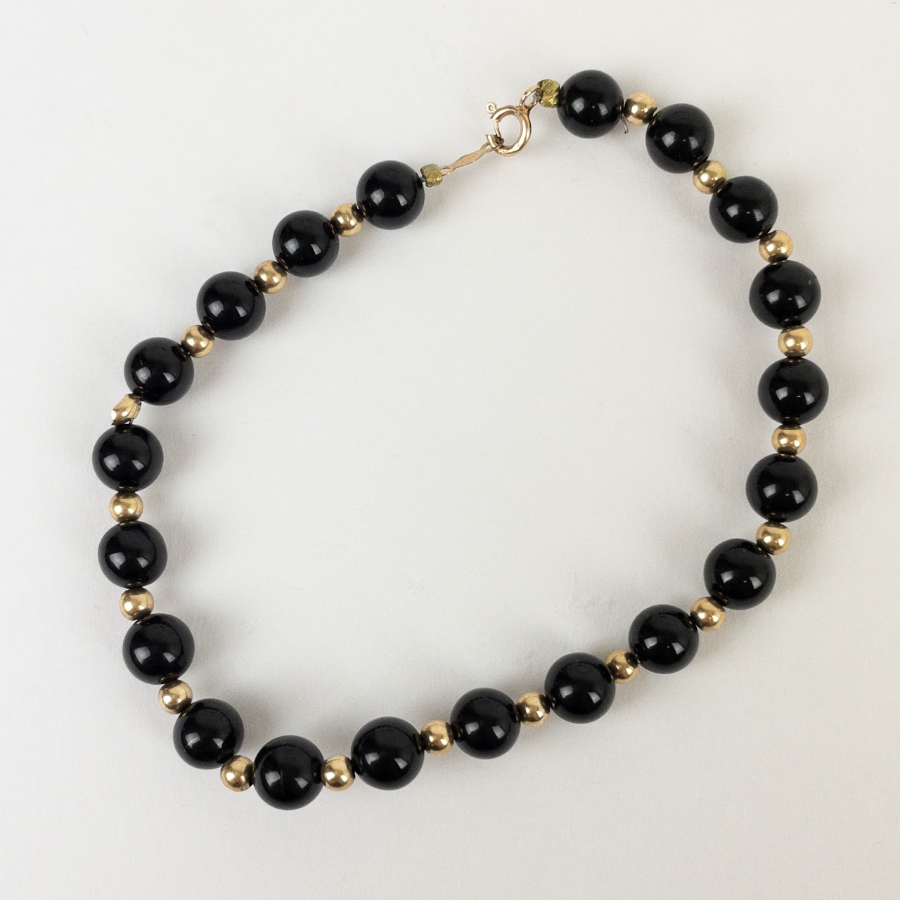 14K Gold &Onyx Bead Bracelet