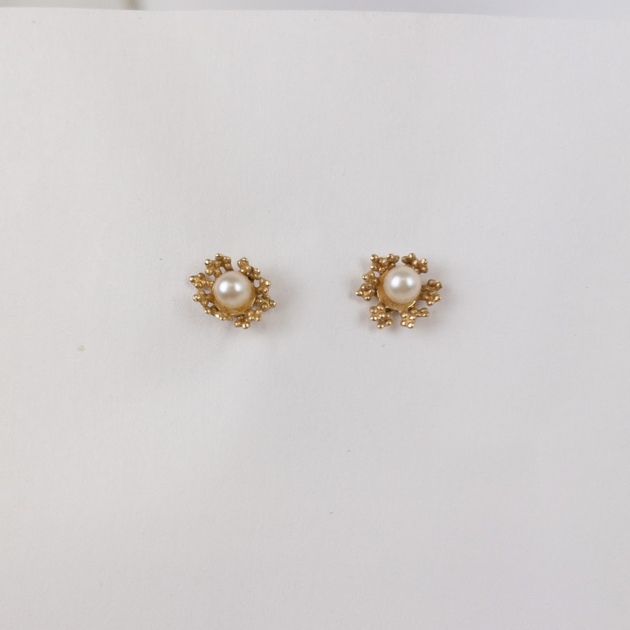 14K Gold & Pearl Flower Earrings