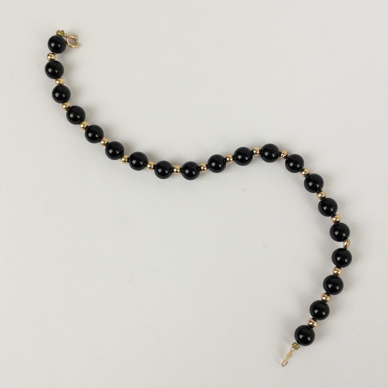 14K Gold &Onyx Bead Bracelet