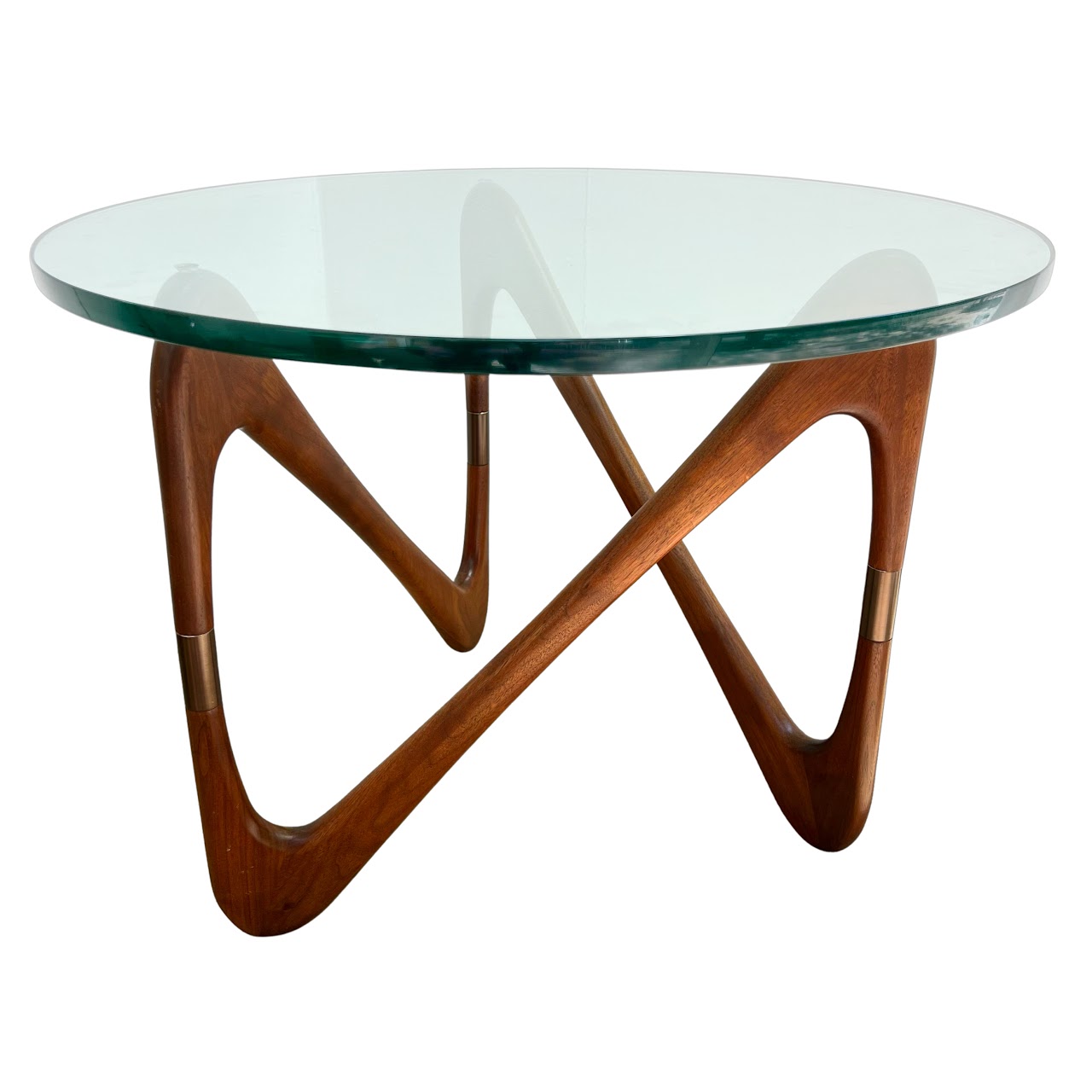 Walnut & Plate Glass Modernist Style Accent Table