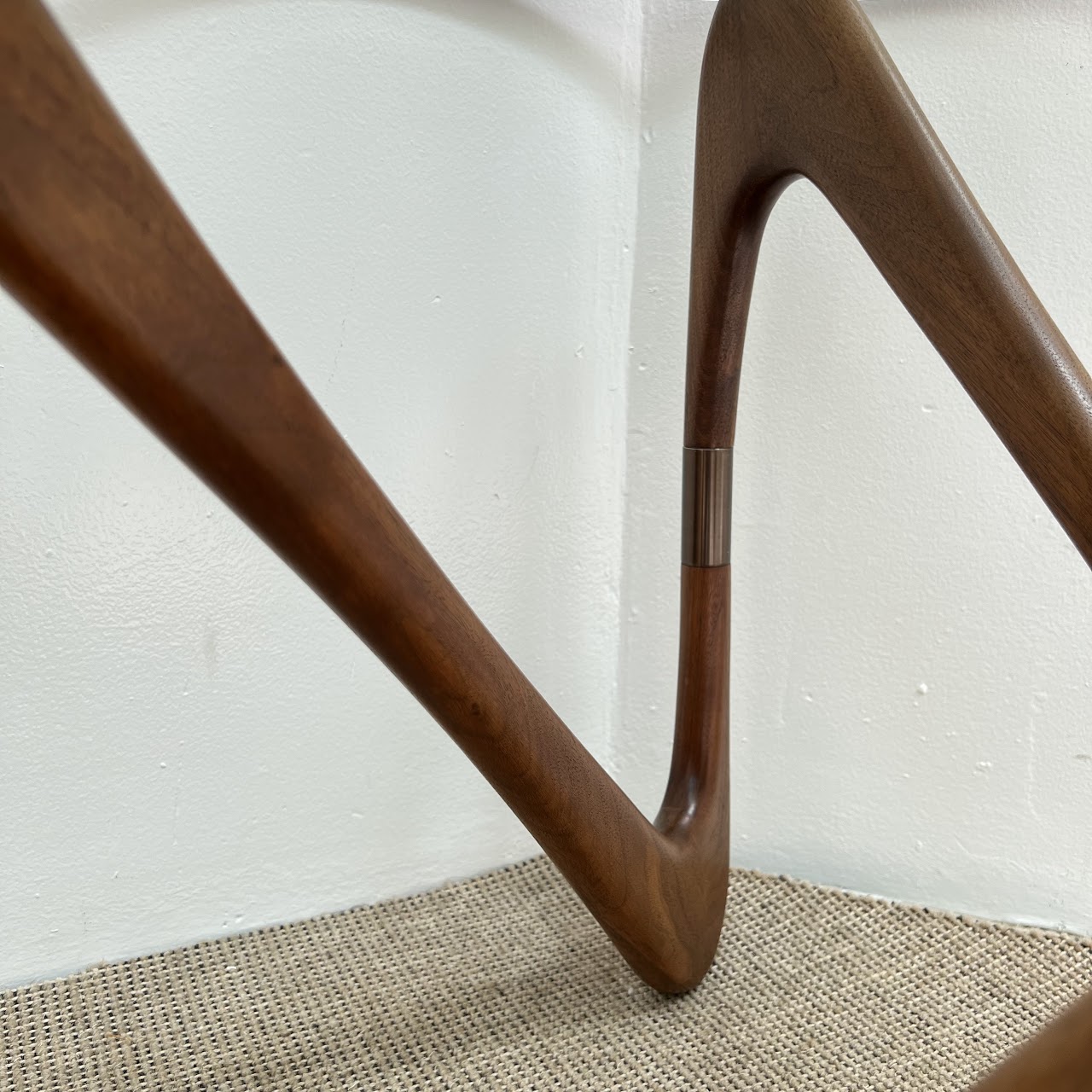 Walnut & Plate Glass Modernist Style Accent Table