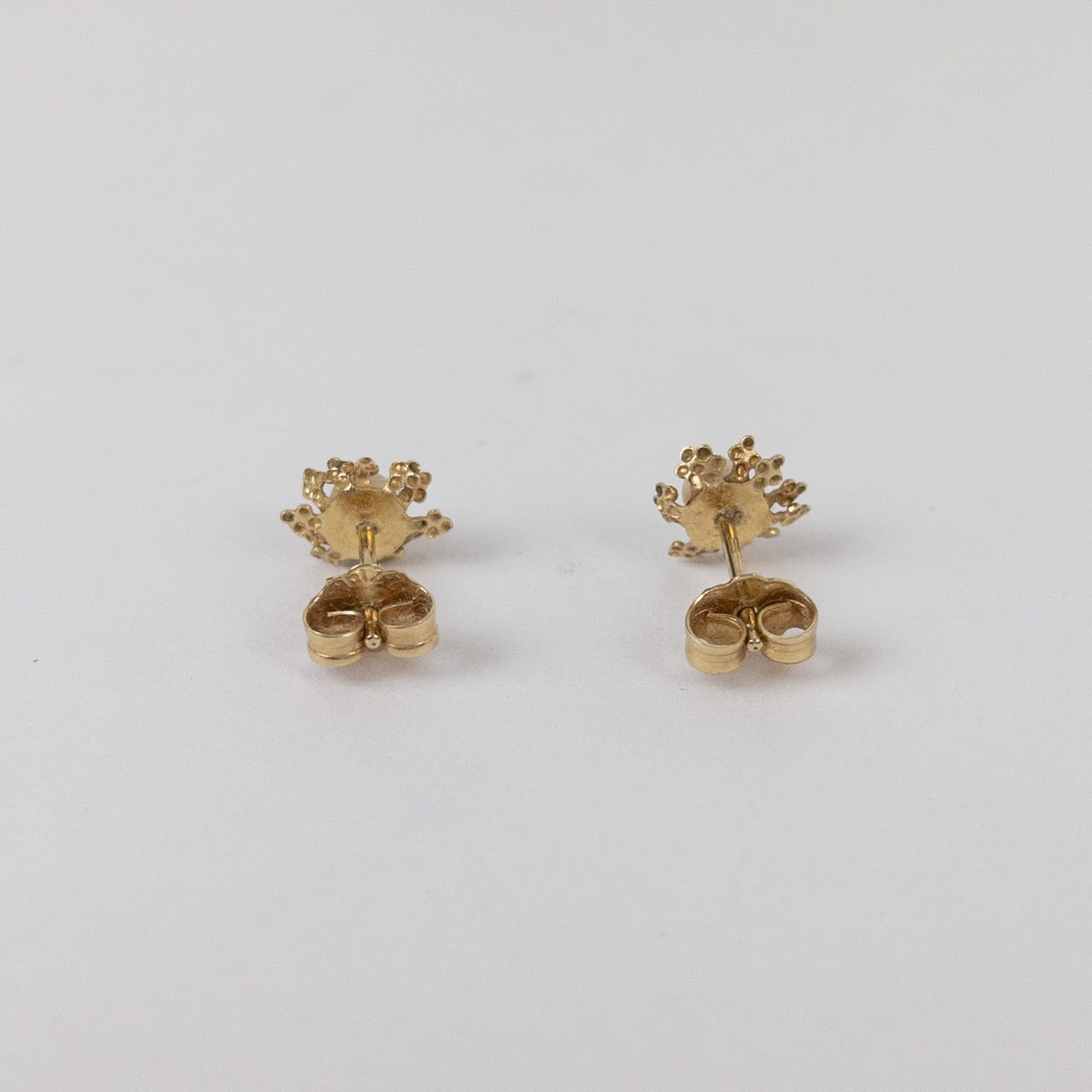 14K Gold & Pearl Flower Earrings