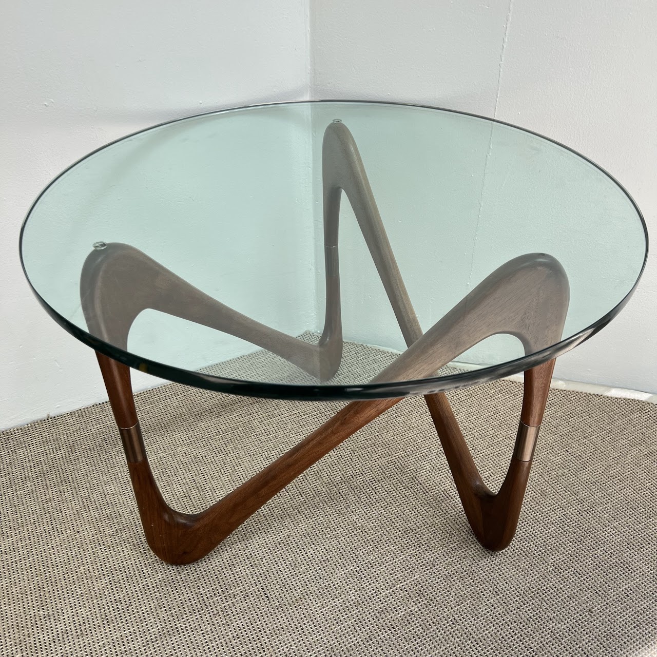 Walnut & Plate Glass Modernist Style Accent Table