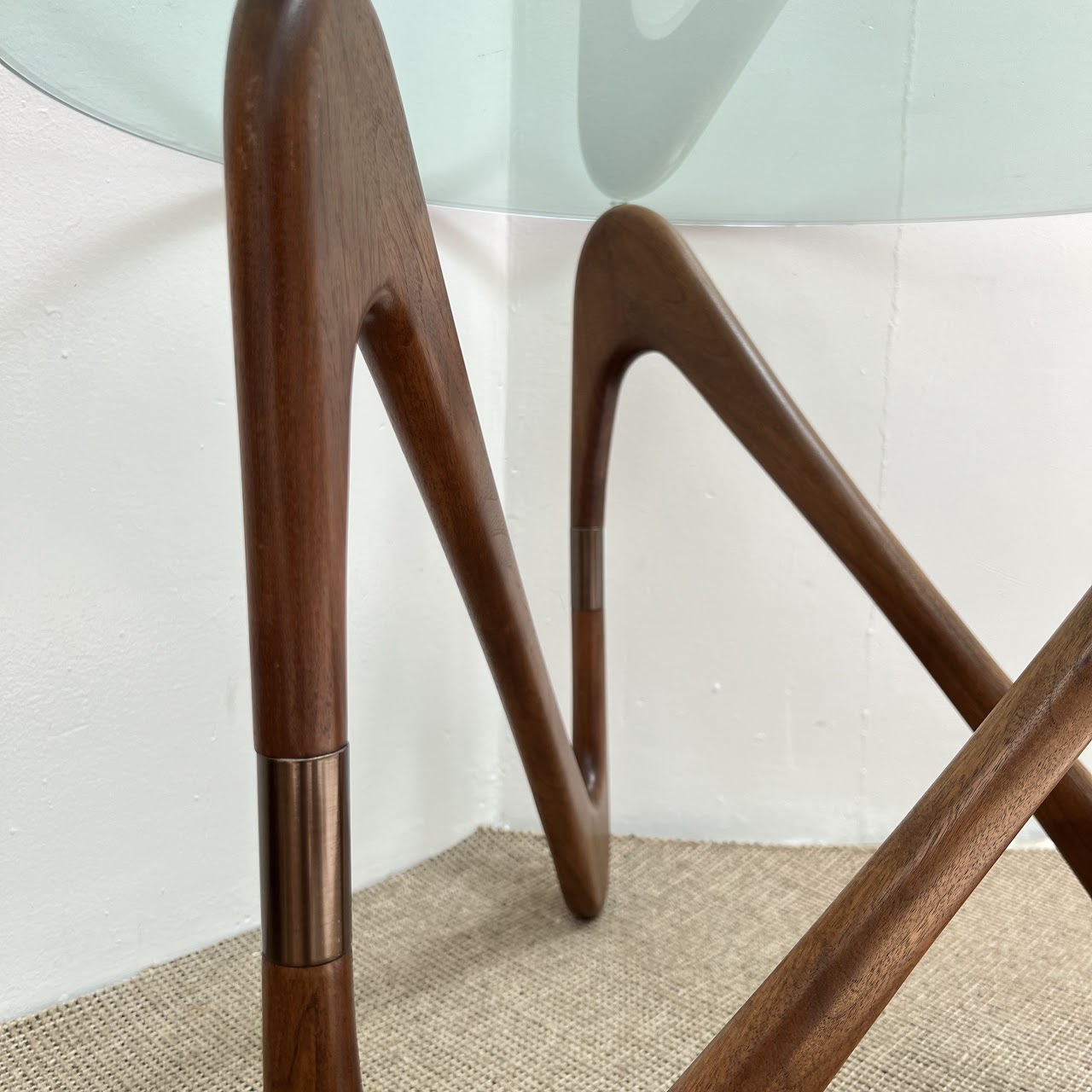 Walnut & Plate Glass Modernist Style Accent Table