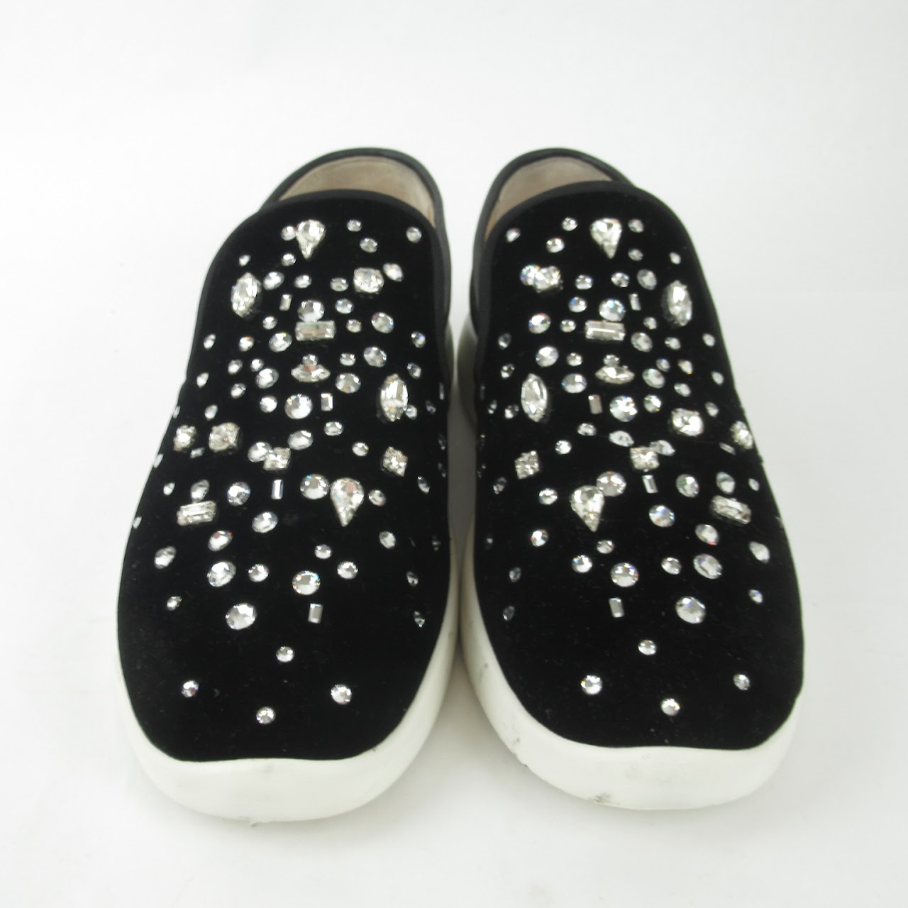 Giuseppe Zanotti Velvet & Rhinestone Studded Slip-On Sneakers