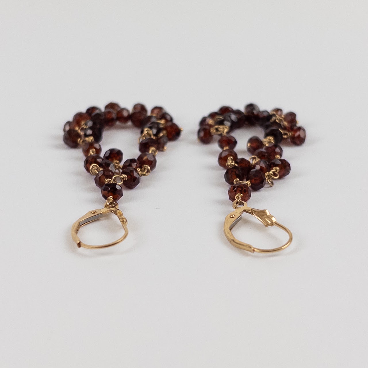 14K Gold and Garnet Drop Earrings