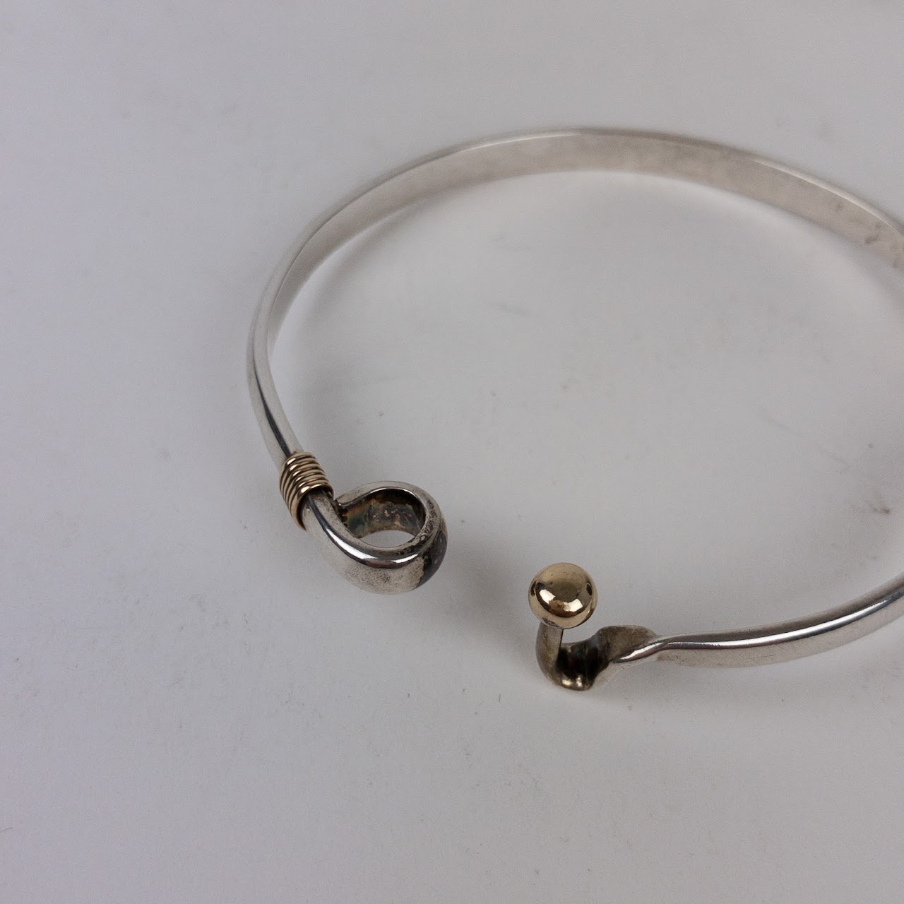 Sterling Silver & 14K Gold Bangle Bracelet