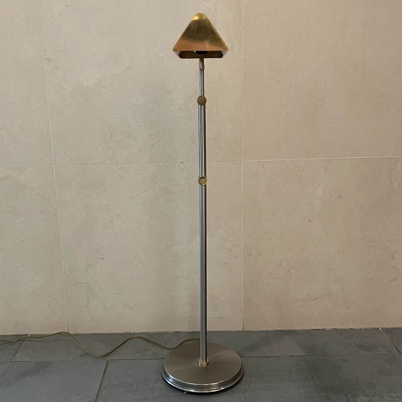 Frederick Cooper Chrome & Brass Adjustable Pharmacy Floor Lamp