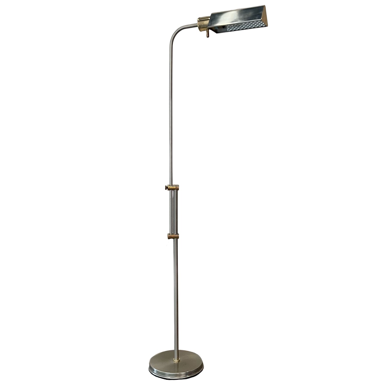 Frederick Cooper Chrome & Brass Adjustable Pharmacy Floor Lamp