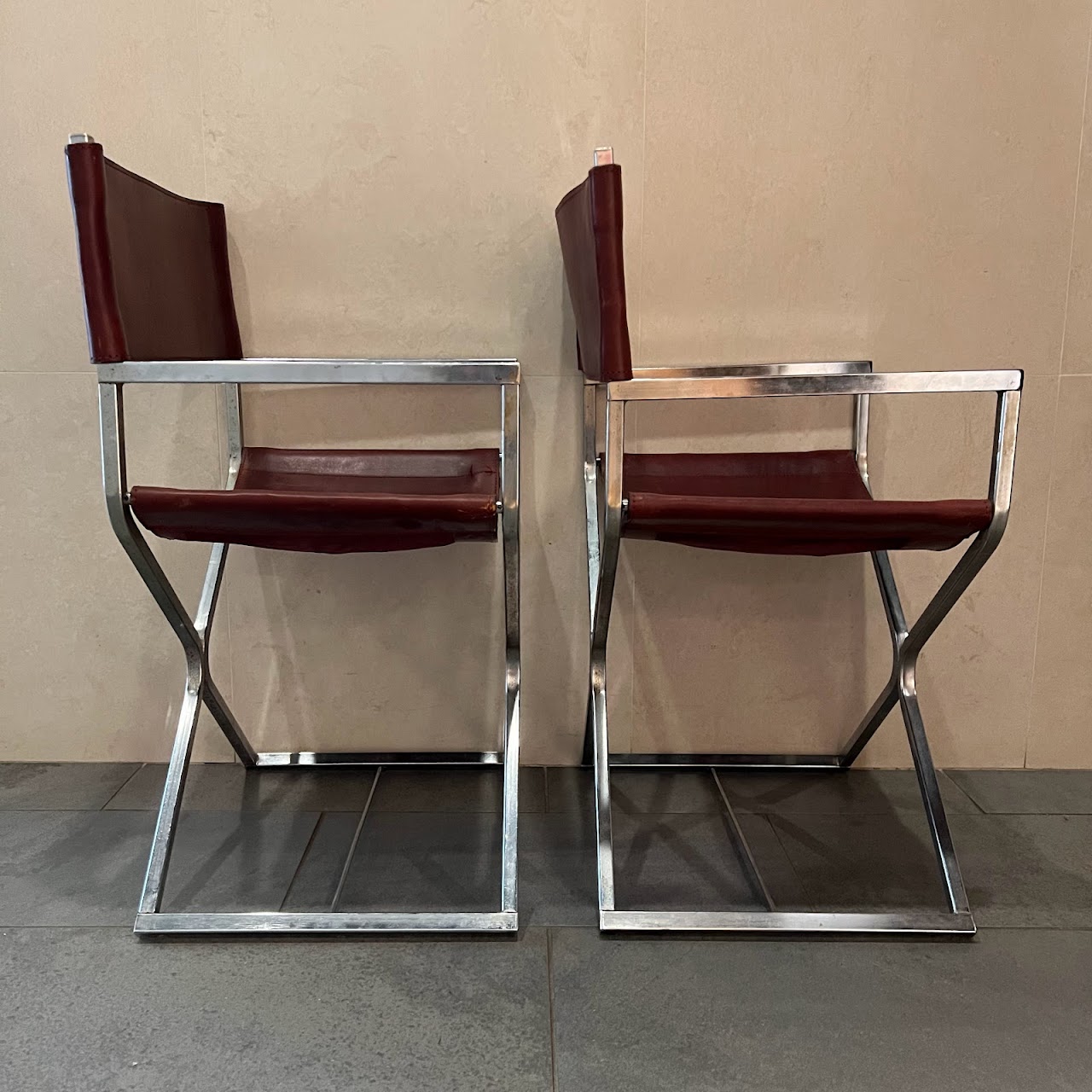 Mid-Century Modern Milo Baughman Style Producer Chair Pair