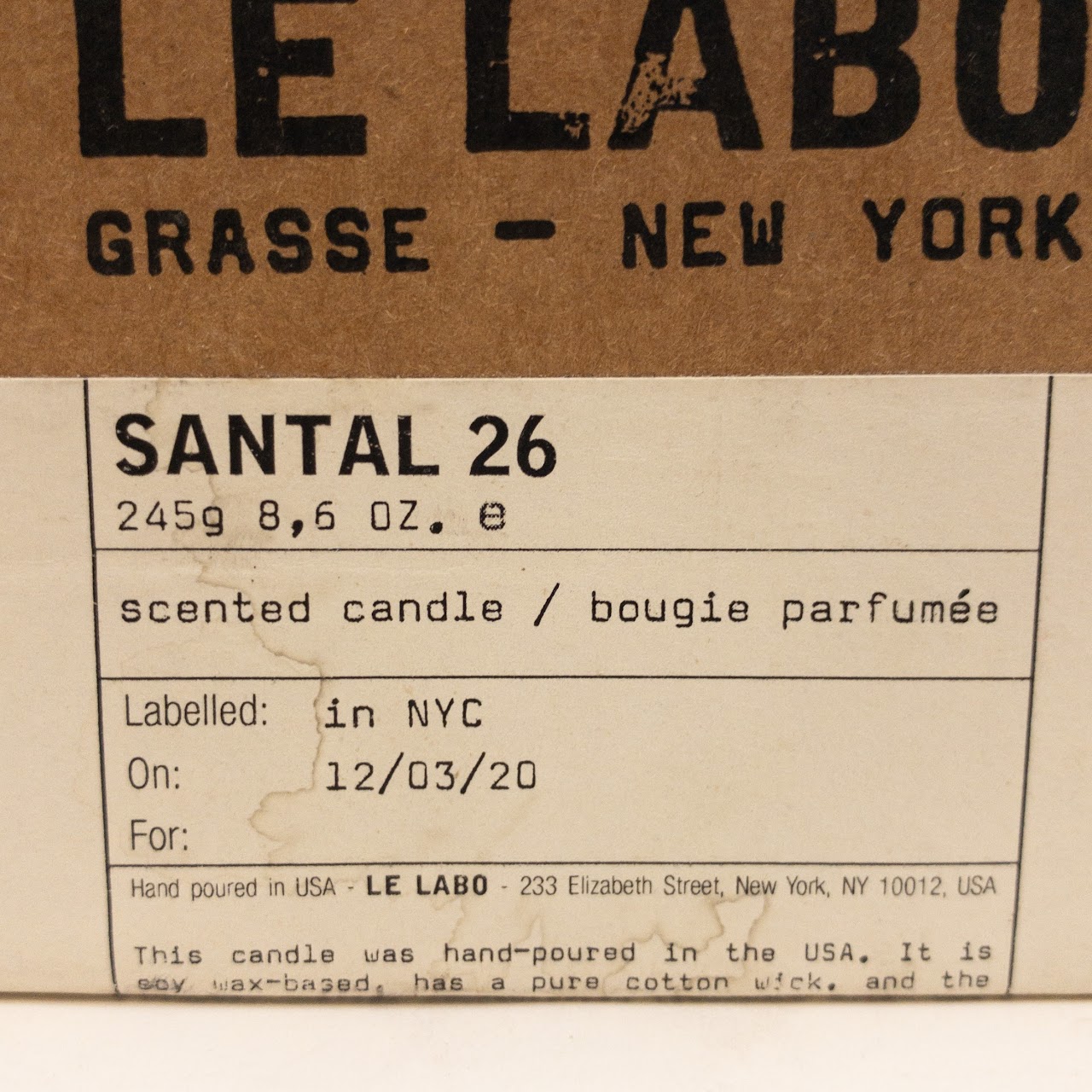 Le Labo Santal 26 Scented Candle